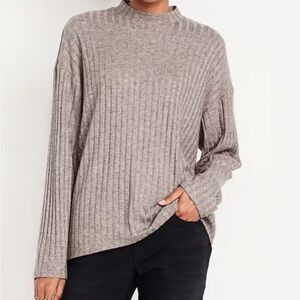 Cozy Mock-Neck Tunic, Mushroom, Medium